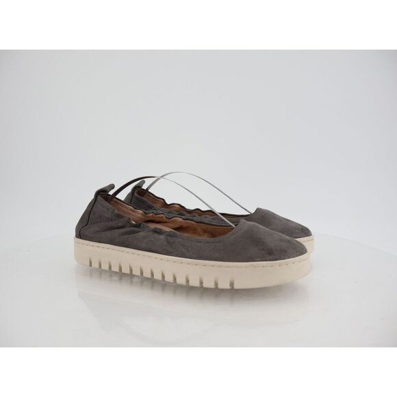 Vionic Uptown Ballet Flat Women 8.5 Grey Metallic Leather Slip On Platform Shoes - Picture 1 of 13